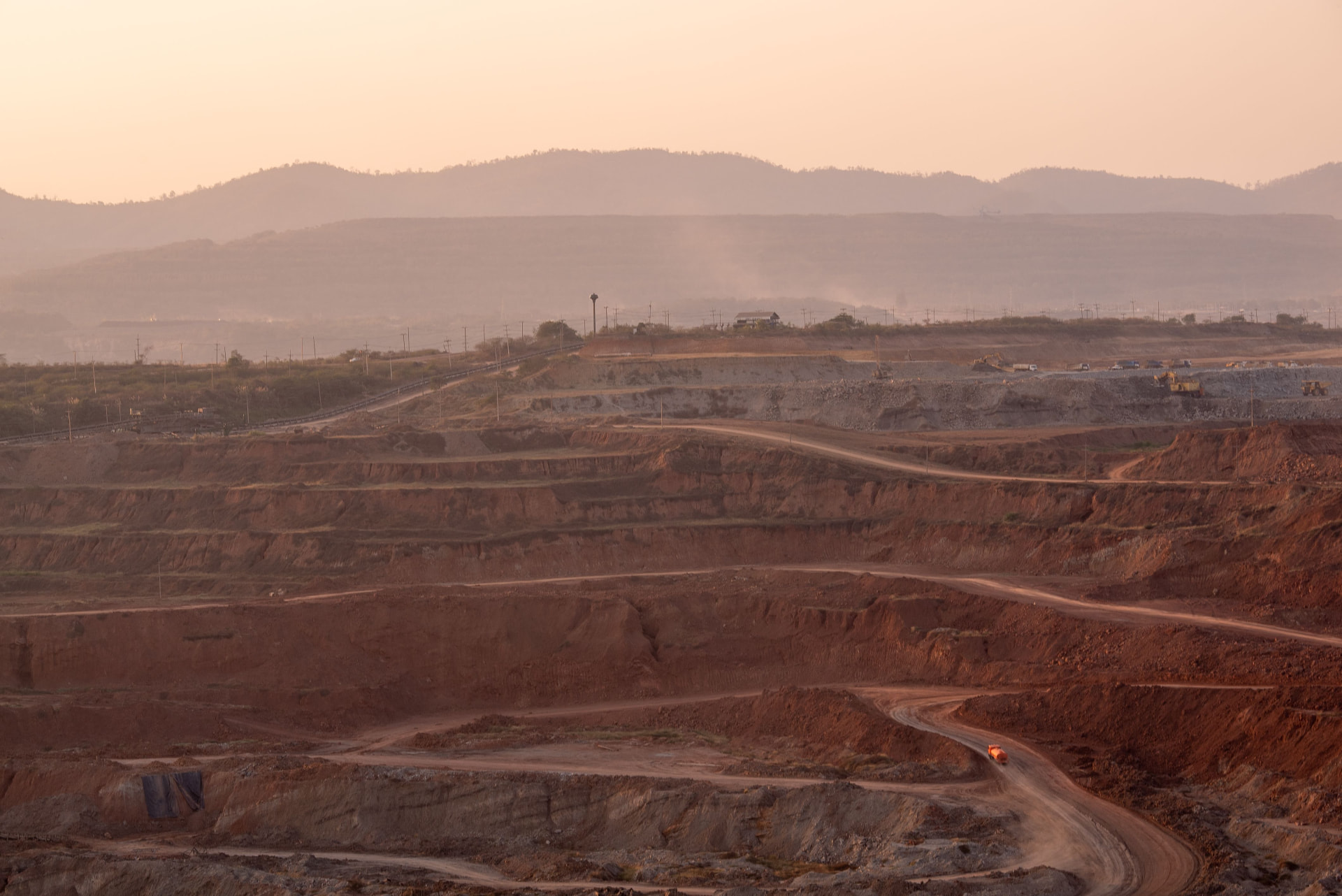 African mining landscape at golden hour