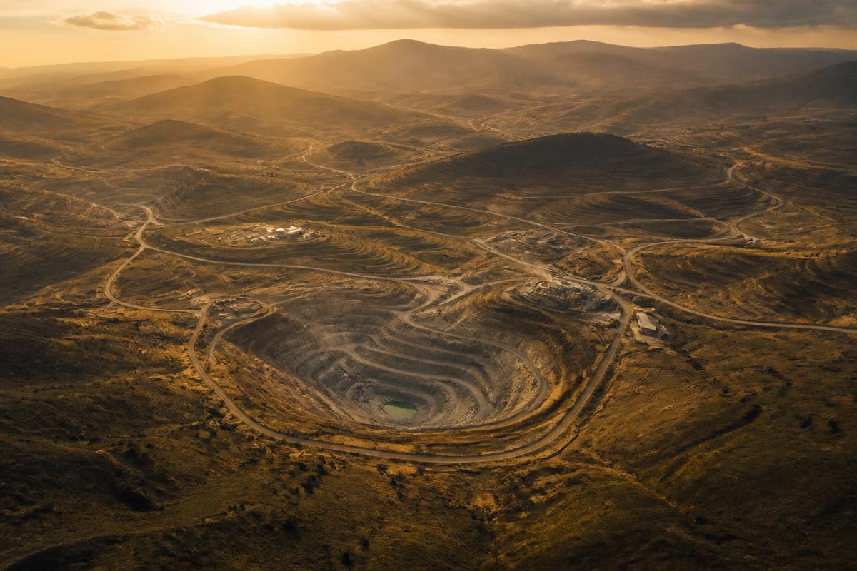 African mining region at golden hour